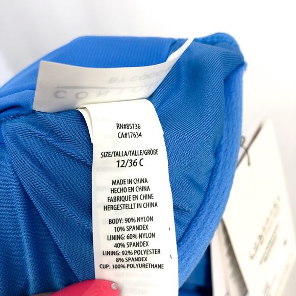 CONTOURS COCO REEF Solitaire V-Neck One Piece US 12 36C Azure Blue Underwire NWT - Picture 12 of 13